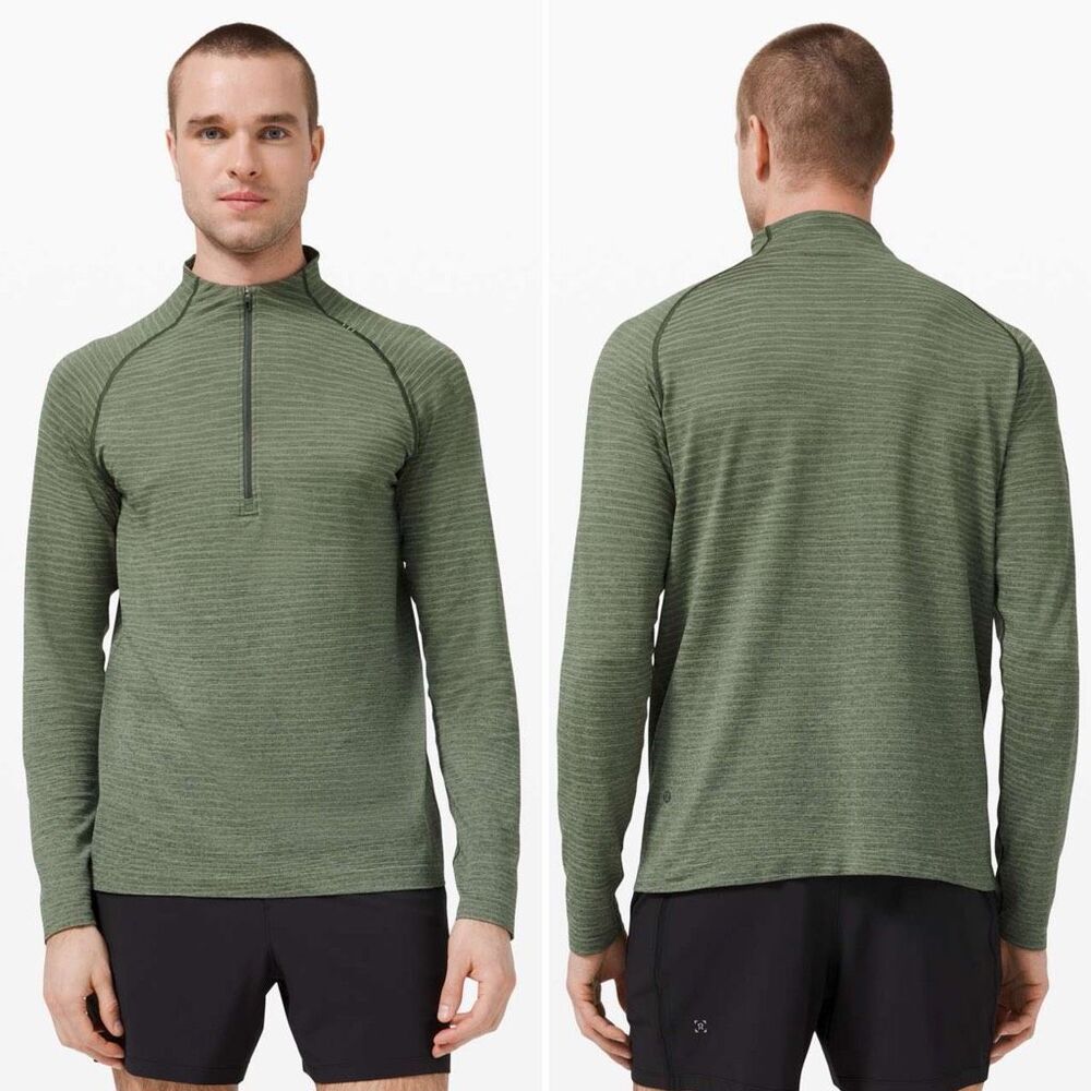 Lululemon Metal Vent Tech 1/2 Zip 2.0 in Wave Fade Rosemary Green / Smoked Spruc